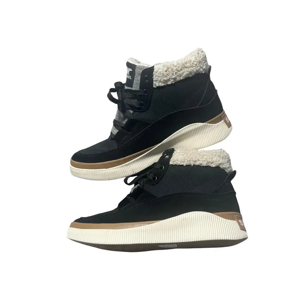 Sorel Out 'N About IV Mid Sneakers Womens 8.5 Black/Sea Salt Waterproof Mid Top - Picture 9 of 15